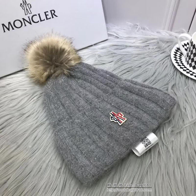 MONCIER蒙口 專櫃新品 原版高端狐狸毛球羊毛+兔絨 時尚百搭針織帽 LLWJ7895
